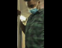 Green flannel shirt guy dances pole train 