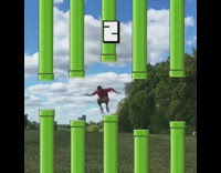 Guy plays real life flappy bird