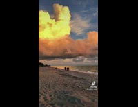 Beautiful clouds during sunset along beach 