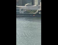 Fire and giant smoke along street at new york 