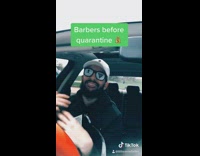 Barbers before quarantine white hat guy 