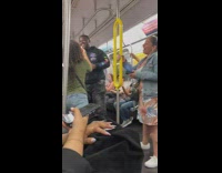 People in m train sing happy birthday for passenger 