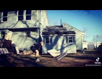 Guy on roof jumps onto table fail 