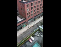 White shirt guy ladder paints wall mural 