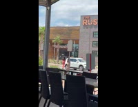 Collab IITW - Man shirtless yellow shorts walks and flexes on the street