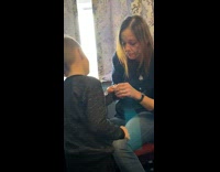 Woman gives little boy bracelet tells him not to lose it 