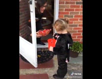 Girl dresses up as a cat for Halloween 