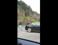 Man violet polo black convertible car photo shoot Part 3