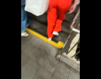 Collab Subway Creatures - Woman wears the same pants as stranger 