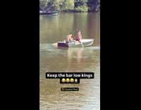Shirtless man make woman paddle boat park