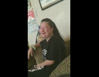 Black shirt girl cries over television show 