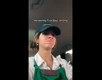 Collab BitchIG2 - Starbucks worker in the car with green apron on