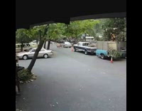 Security camera deer runs into parked car 