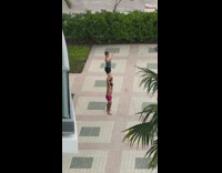 Guy pink underwear carry stand girl boner