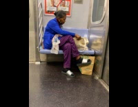 Collab WINY - Woman white bird in bag in train