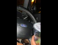 Guy blows boba out open car window 