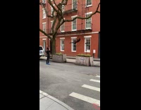 Girl hang rope fire exit red building