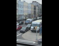 FedEx truck drives on sidewalk 