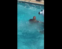 guy flips on cow floaty almost drowns