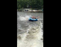 Man pushes off sister while tubing