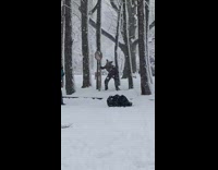 Rat costume guy poses with large spoon
