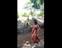 Collab WINY - Man Pikachu costume play violin on rock