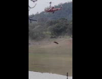 Helicopter fly steady pull stretcher river drills