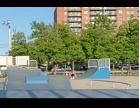 Guy falls off skateboard skatepark ramp fail 