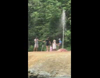 Woman wet dress tiktok dance fountain park