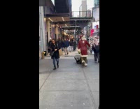 Santa Claus spotted walks around the street