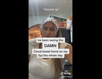 White shirt girl makes cloud bread 