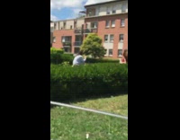 Red dress girl brown water fountain car