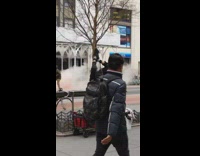Guy hangs upside down tree and plays flute