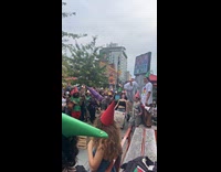 Luddite crowd cheering at person breaking laptop