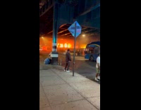 Submitter shows construction equipment with huge fire