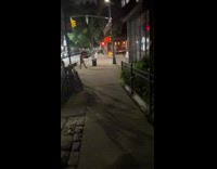 Man in underwear walk on street night