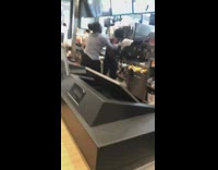 Customer at Mcdonalds gets angry and throws glass on kitchen floor