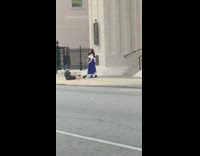 Woman esmeralda costume photo shoot sidewalk