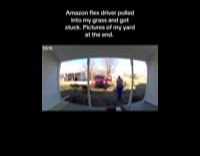 Amazon driver got stuck on grass yard
