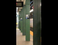 Collab WINY - Man kick leg stuck over the trash can at the subway station