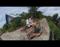 Guy and couple crash red dirt bike 