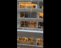 Employees seen filming tiktok dance on window