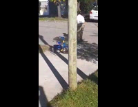 Man rides scooter falls on the street