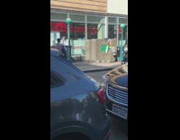girl sits on plastic outside cvs