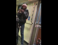 Lady picks nose on subway 