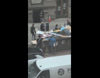 People search art paintings from dumpster street