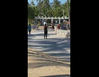 Shirtless Man Does Push Ups for Workout Video 