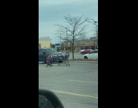 girl sits inside blue walmart cart 