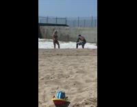 Woman brown bikini photo shoot beach waves