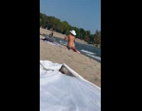 Collab IITW - Woman bikini with hat weird beach pose